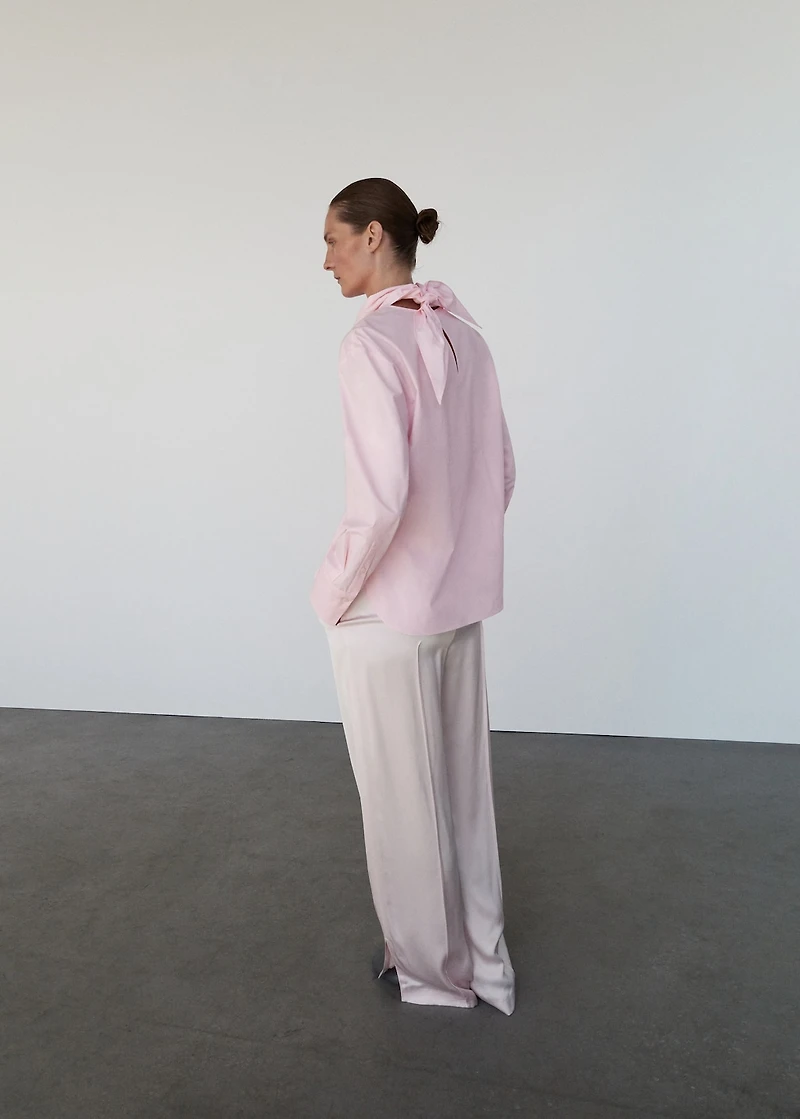 Satin pants with side openings