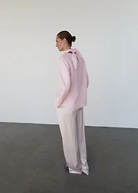 Satin pants with side openings