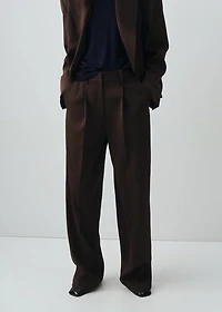 Pleated straight-leg suit pants