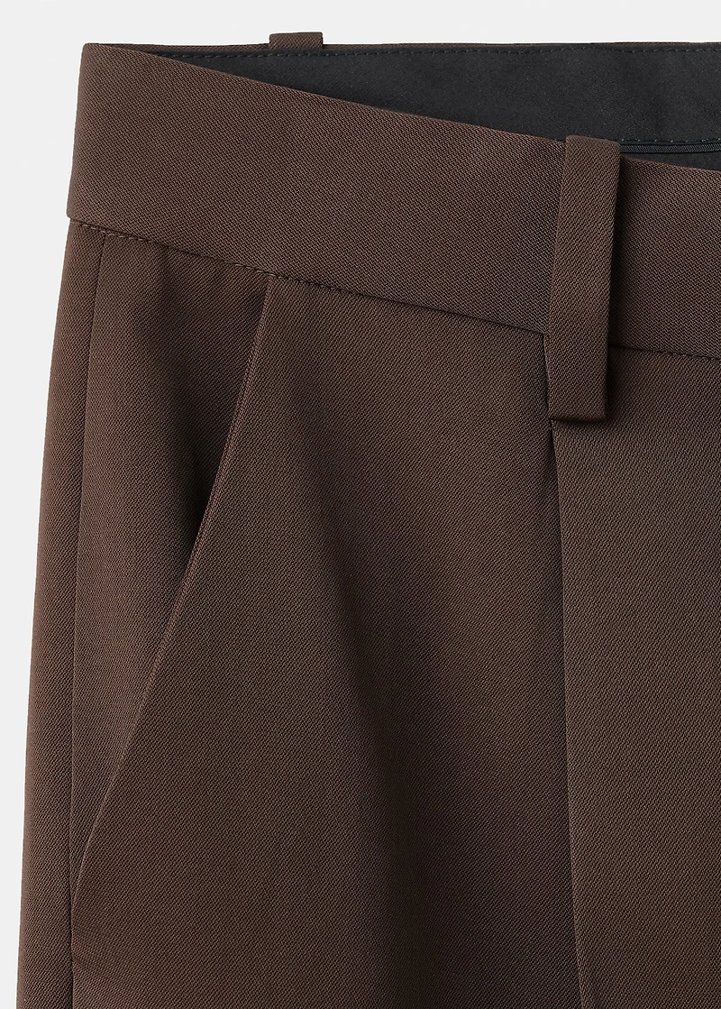 Pleated straight-leg suit pants