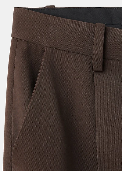 Pleated straight-leg suit pants