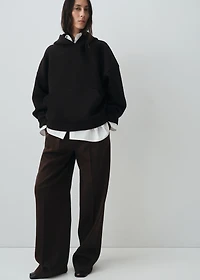 Pleated straight-leg suit pants