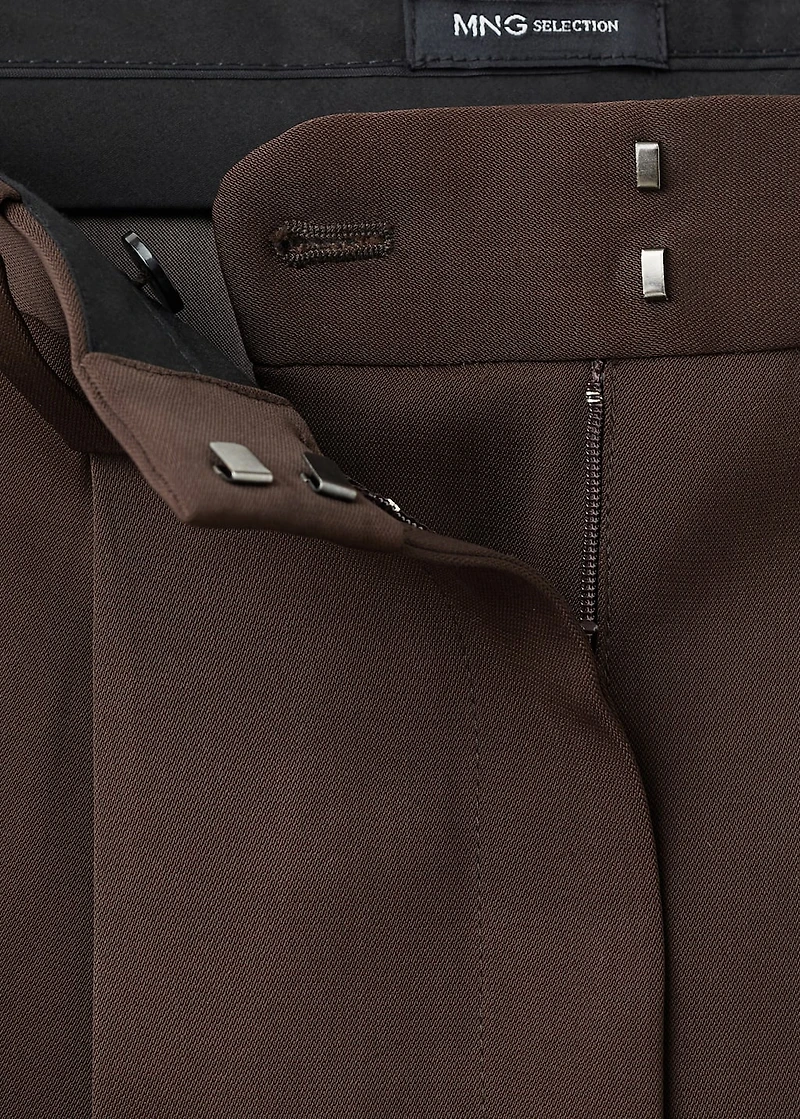 Pleated straight-leg suit pants