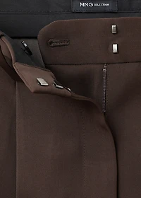 Pleated straight-leg suit pants