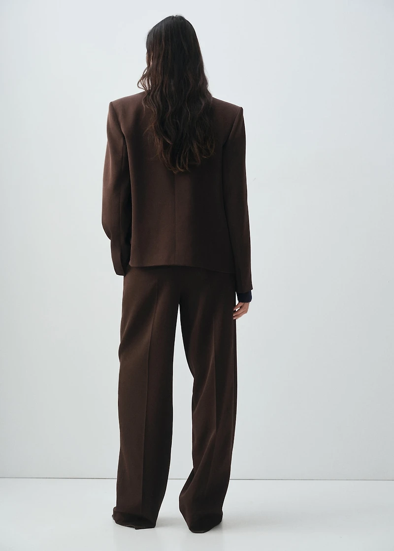Pleated straight-leg suit pants