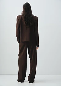 Pleated straight-leg suit pants