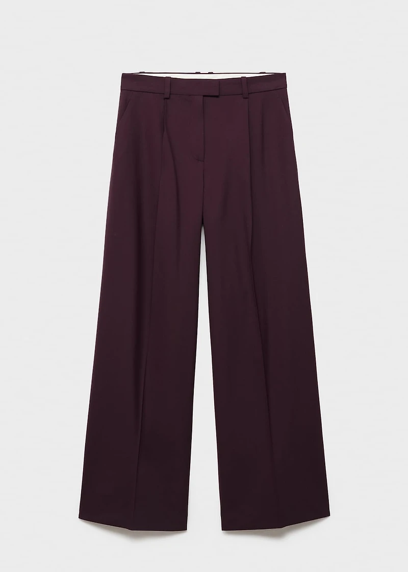 Straight wool suit pants