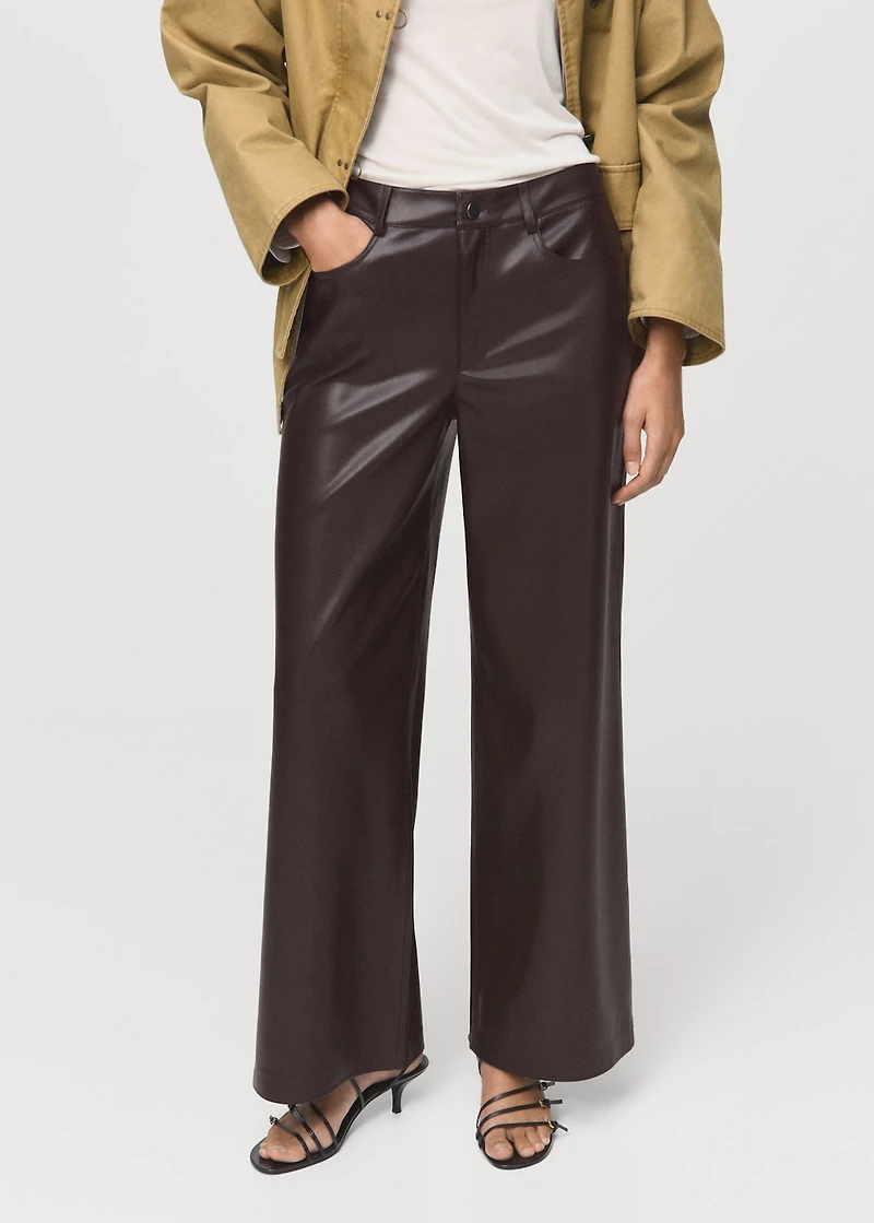 Straight-leg faux-leather pants