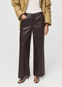 Straight-leg faux-leather pants