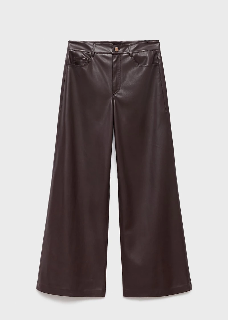 Straight-leg faux-leather pants