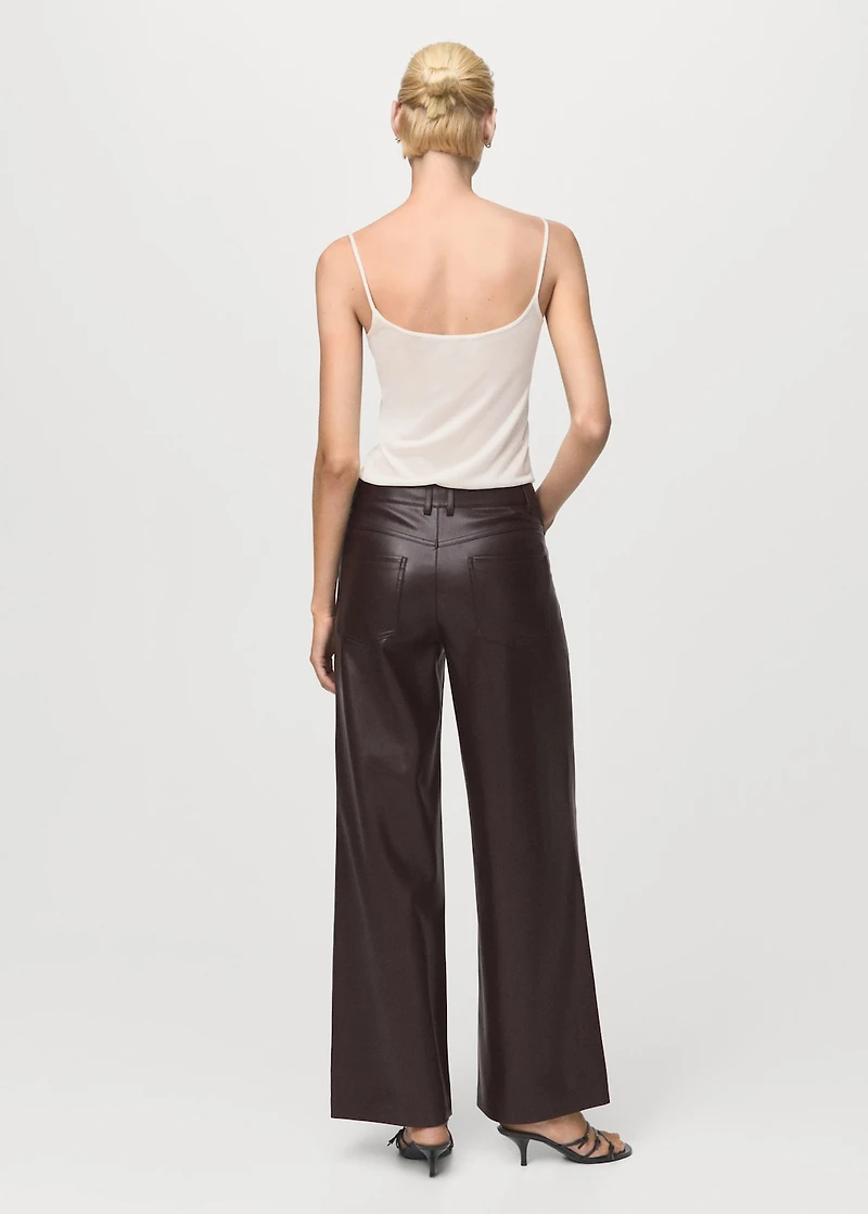 Straight-leg faux-leather pants