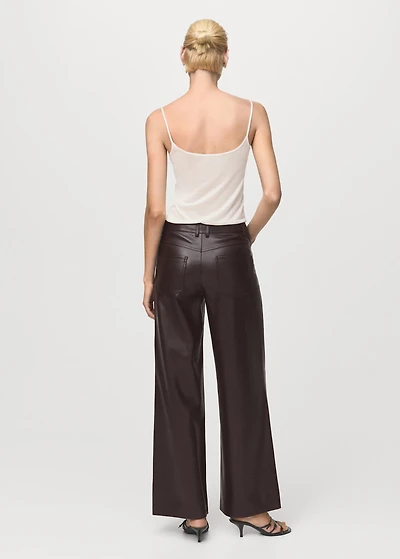 Straight-leg faux-leather pants