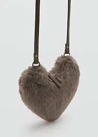 Heart-shaped fur-effect handbag
