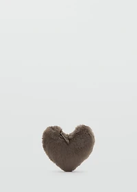 Heart-shaped fur-effect handbag