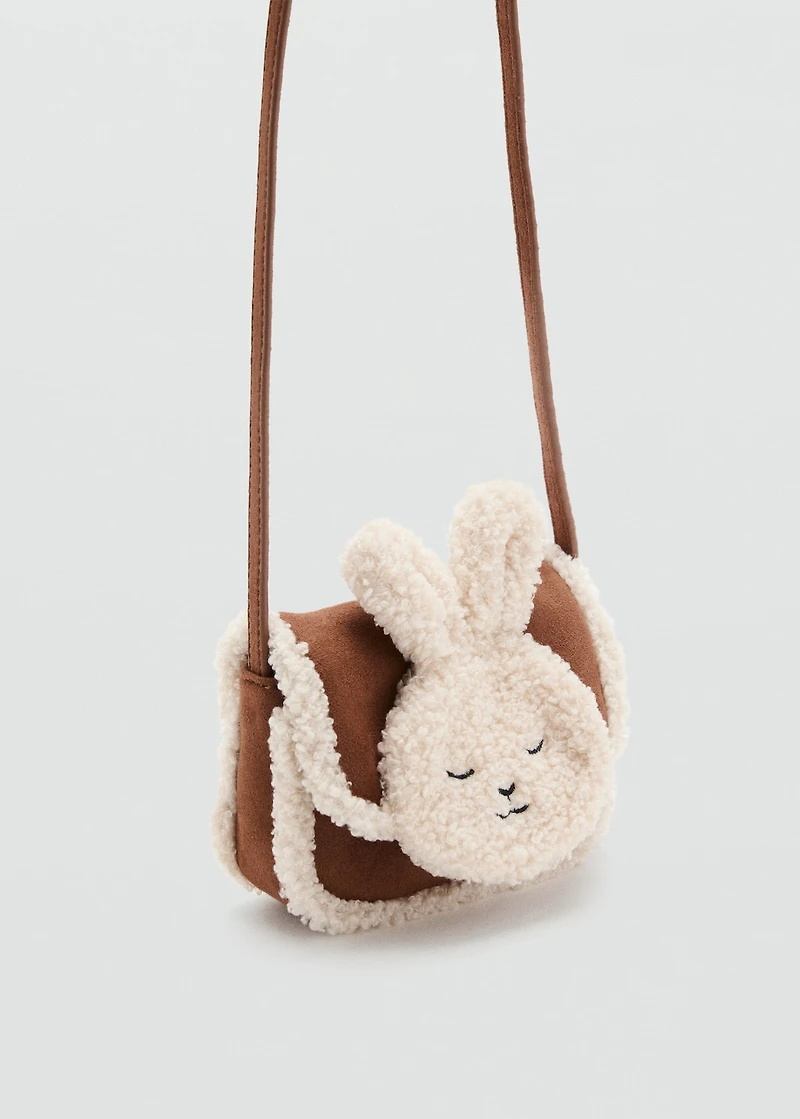 Shearling-effect bunny bag