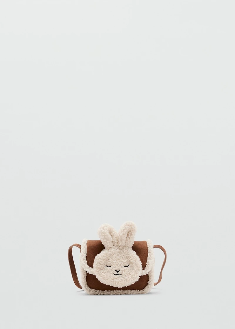 Shearling-effect bunny bag