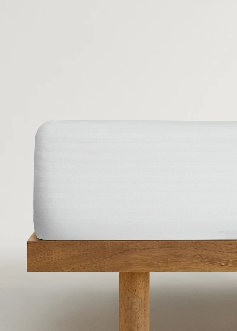 Cotton striped mattress protector for 180 cm bed