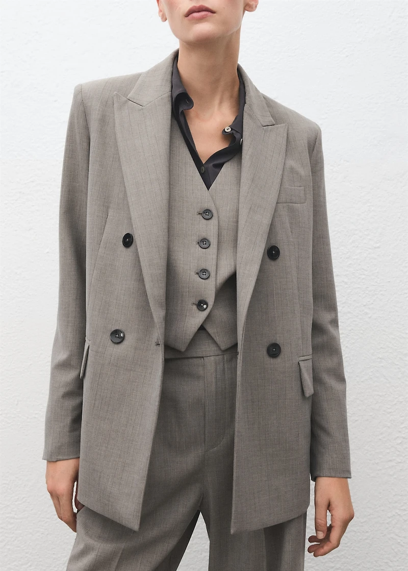 Double-breasted wool blend blazer