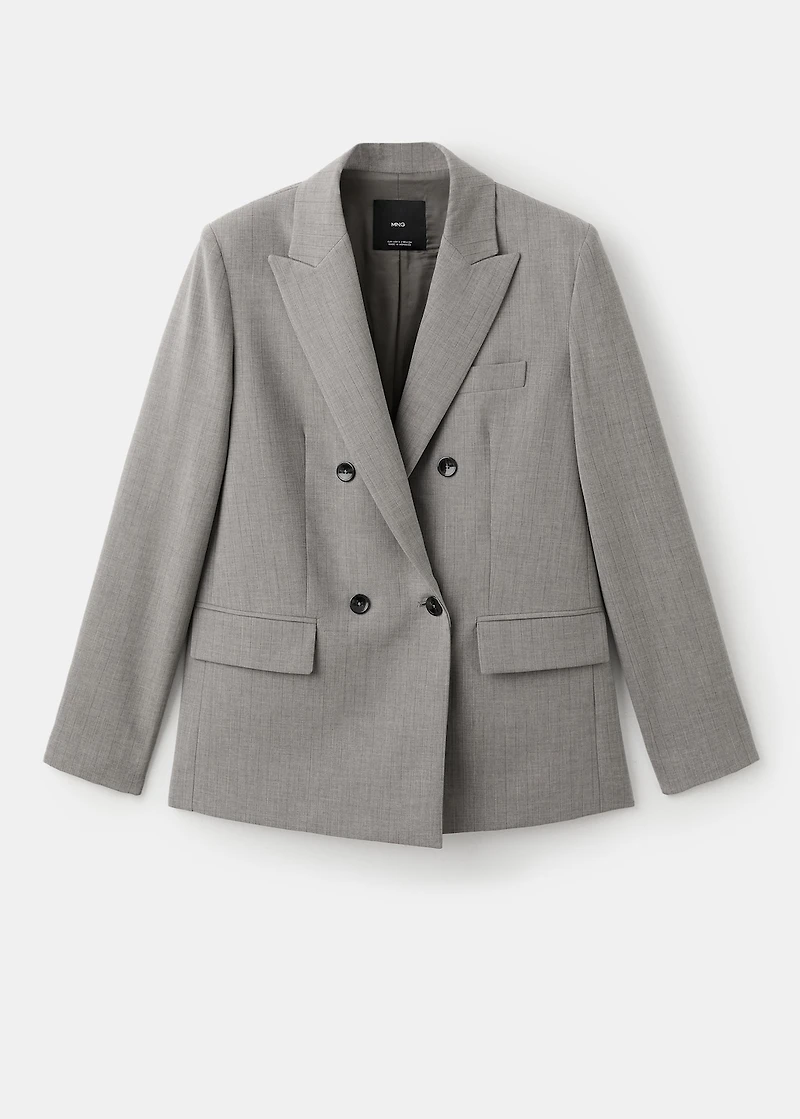 Double-breasted wool blend blazer