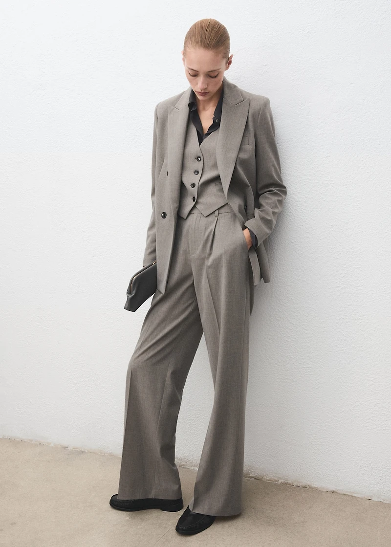 Double-breasted wool blend blazer