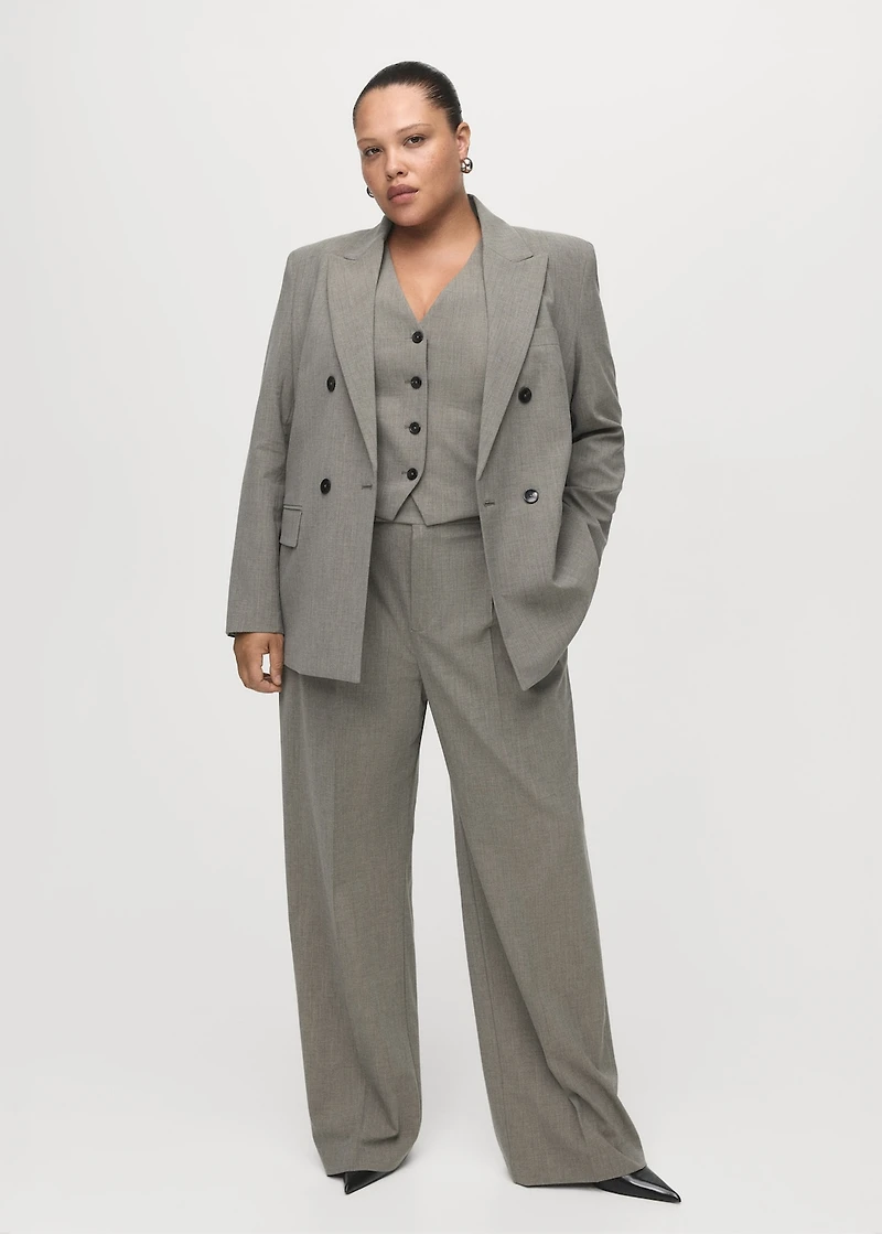 Double-breasted wool blend blazer