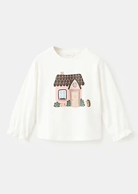 Printed cotton-blend t-shirt