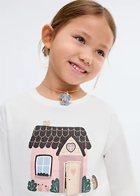 Printed cotton-blend t-shirt