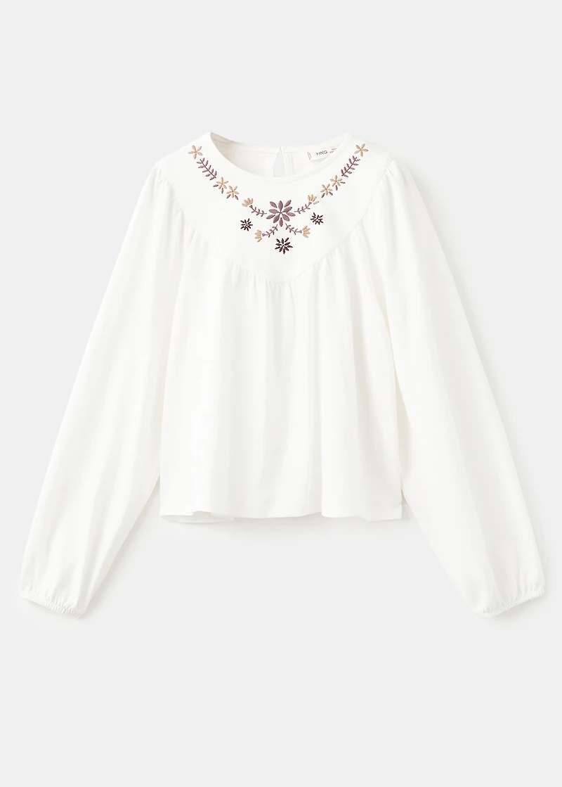 Floral-embroidered t-shirt