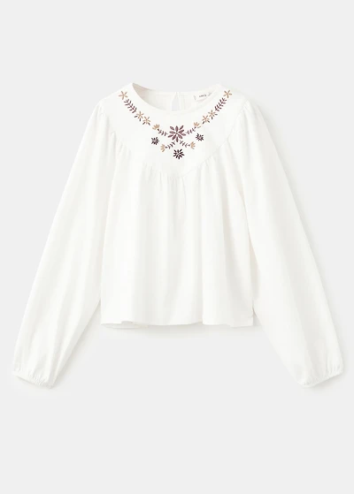 Floral-embroidered t-shirt