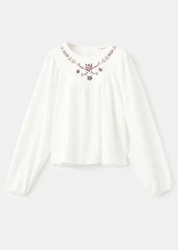 Floral-embroidered t-shirt