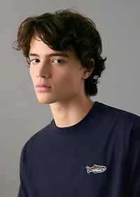 Cotton t-shirt with embroidered fish