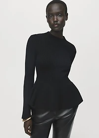 Ribbed peplum sweater