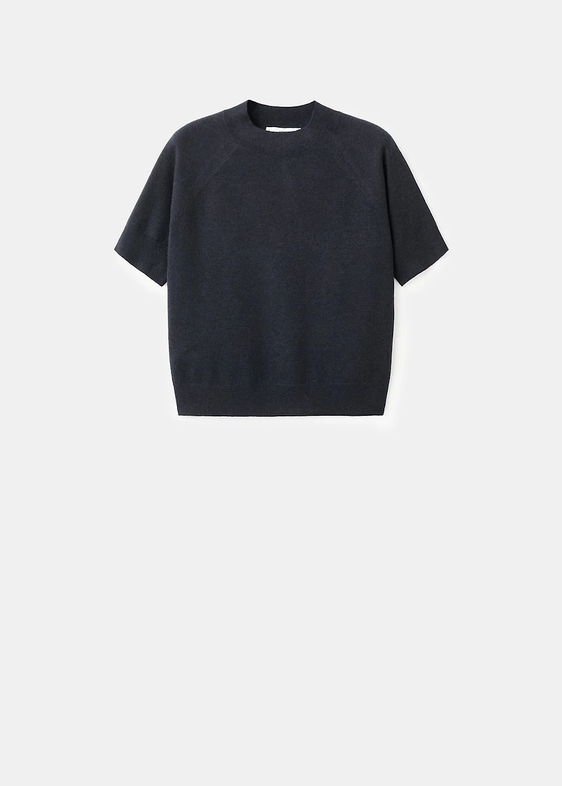 Short-sleeved wool-blend sweater