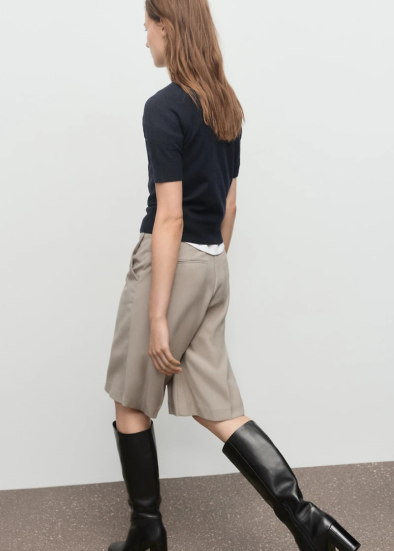 Short-sleeved wool-blend sweater