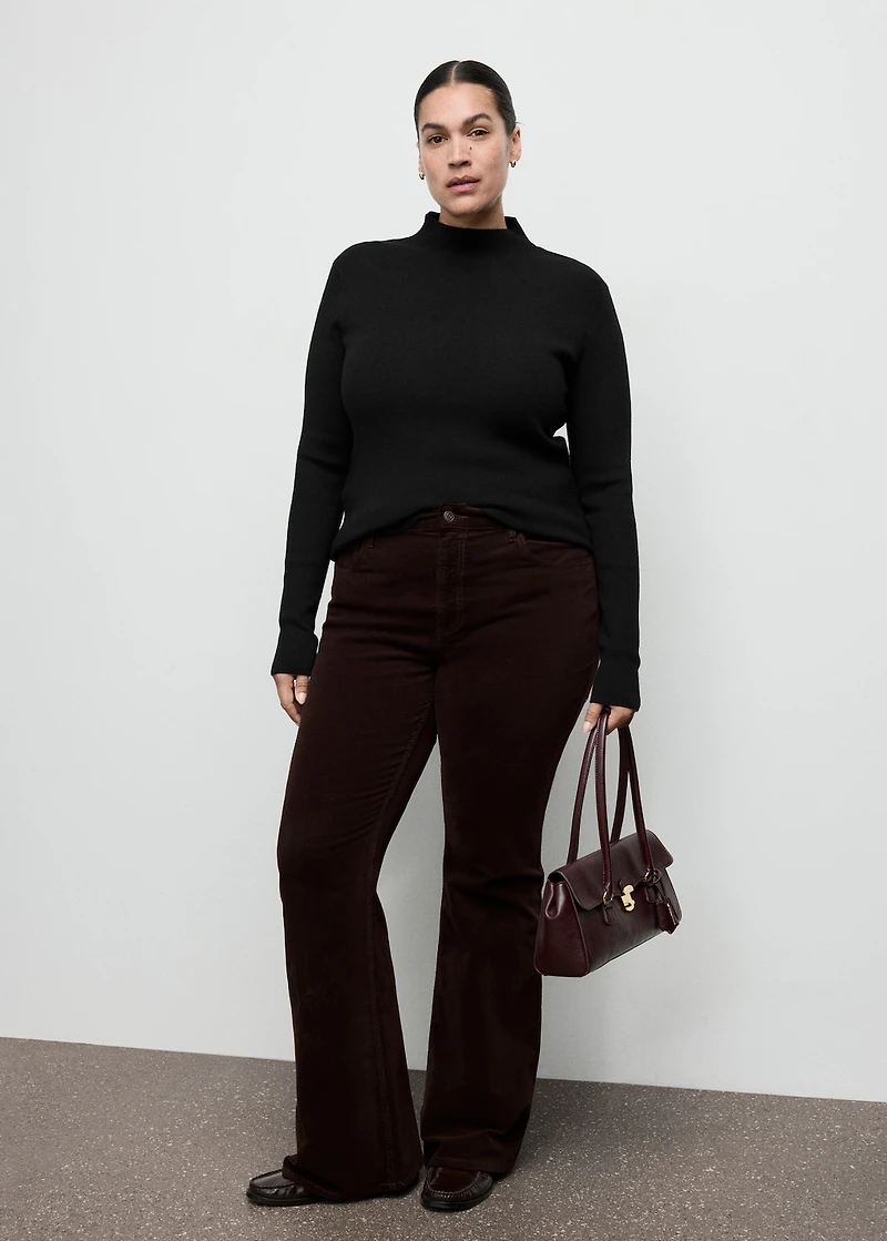 Fitted sweater with perkins neck