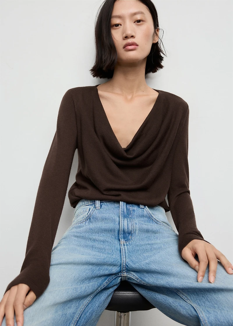 Draped-neck sweater