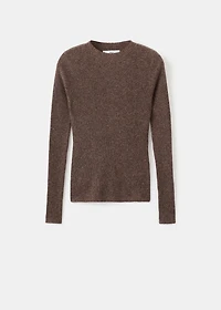 Ribbed sweater with perkins neck