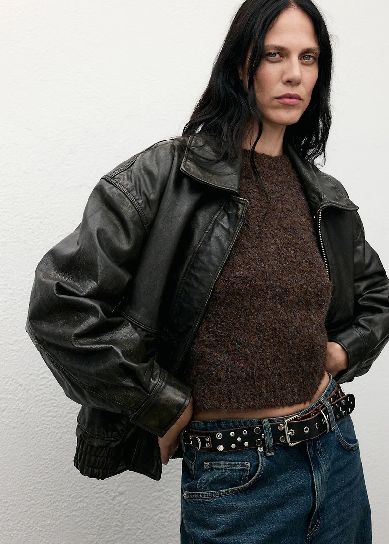 Bouclé short-sleeved sweater