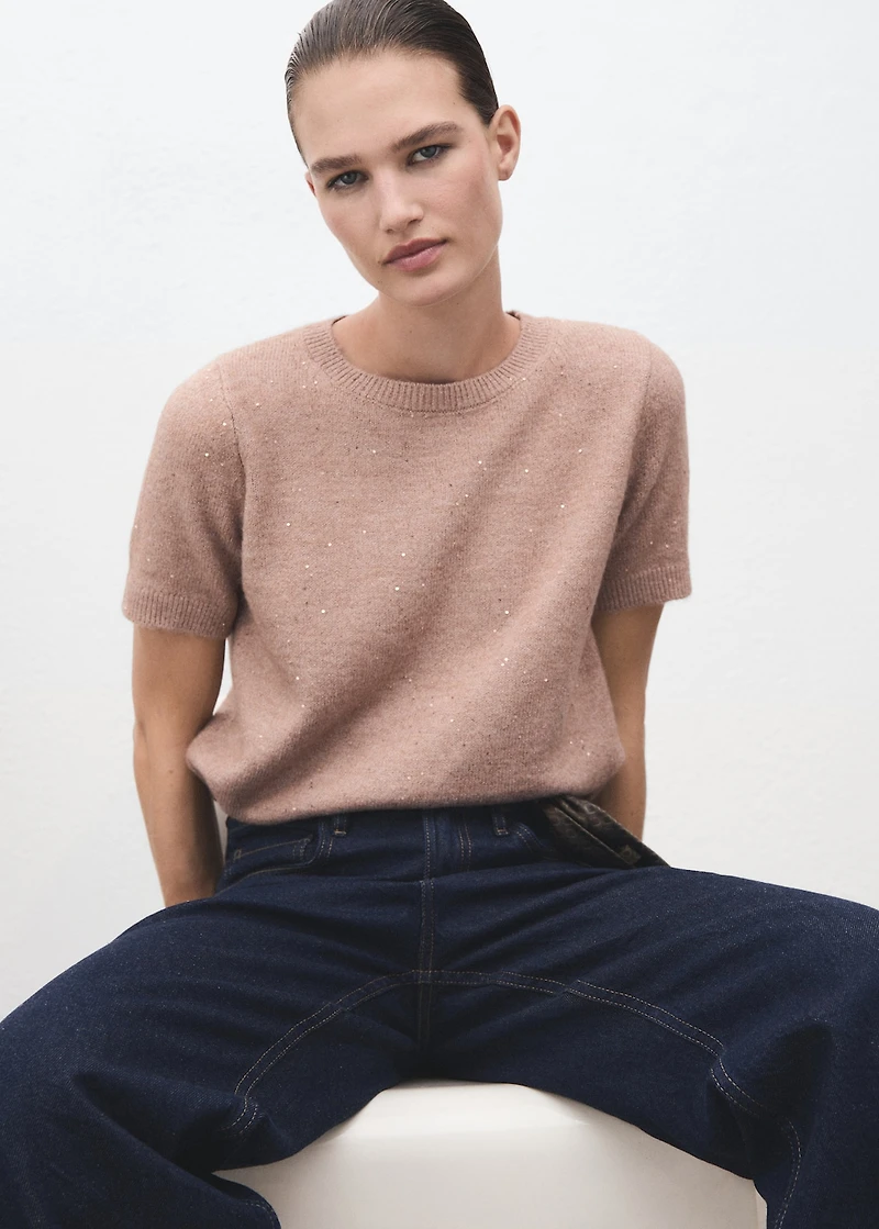Short-sleeved lurex sweater