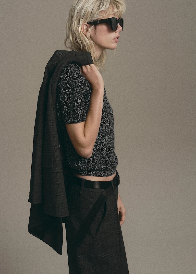 Speckled perkins-neck sweater