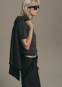 Speckled perkins-neck sweater