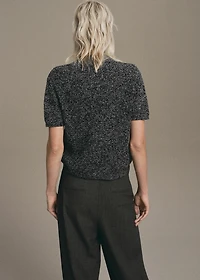 Speckled perkins-neck sweater