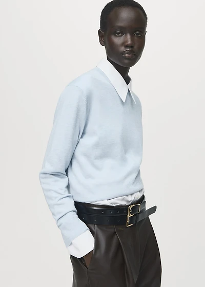 Fine-knit crew-neck sweater