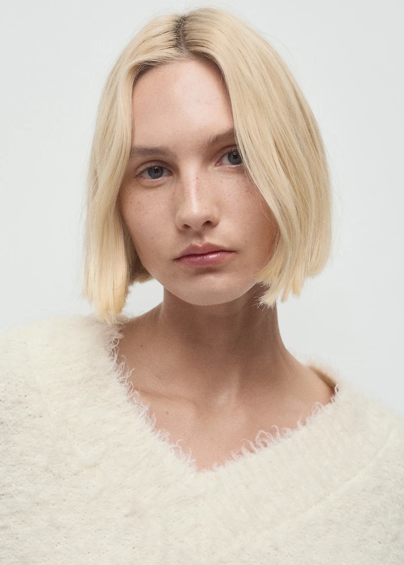 Faux-fur knitted sweater