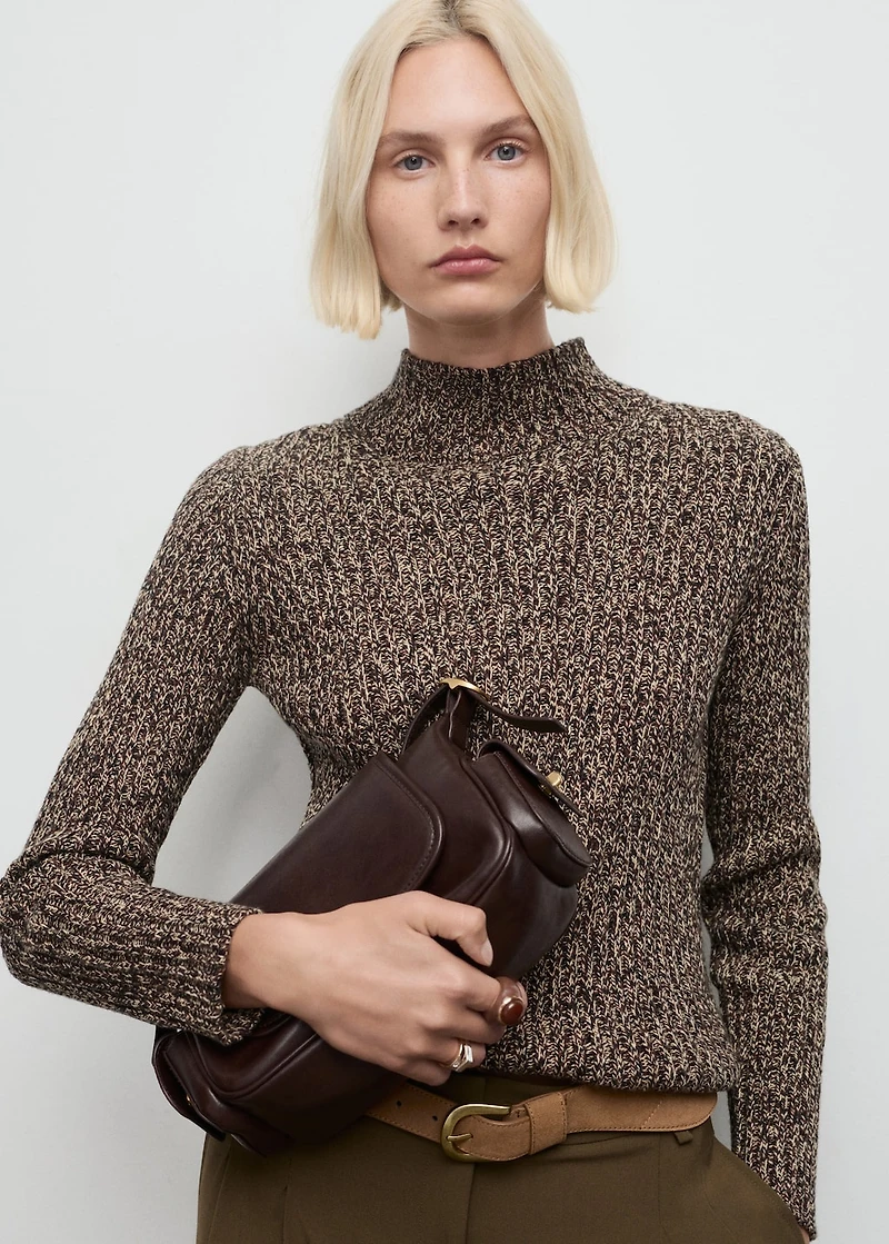 Speckled perkins-neck sweater