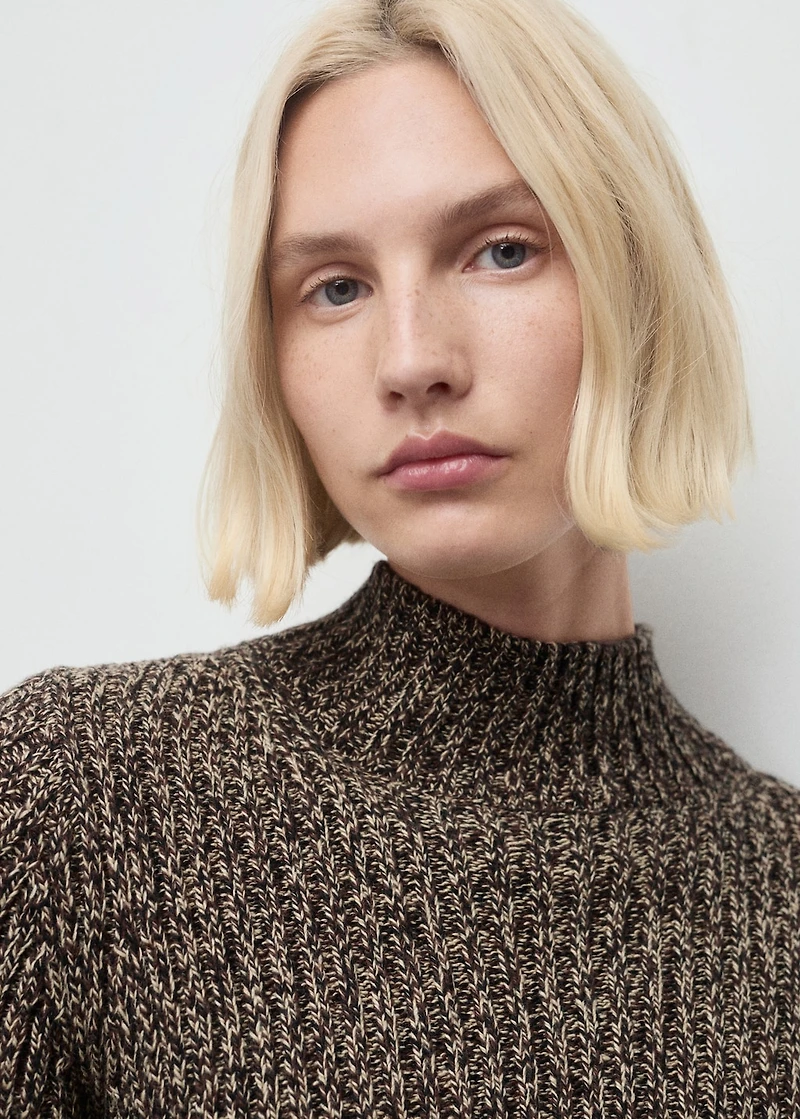 Speckled perkins-neck sweater