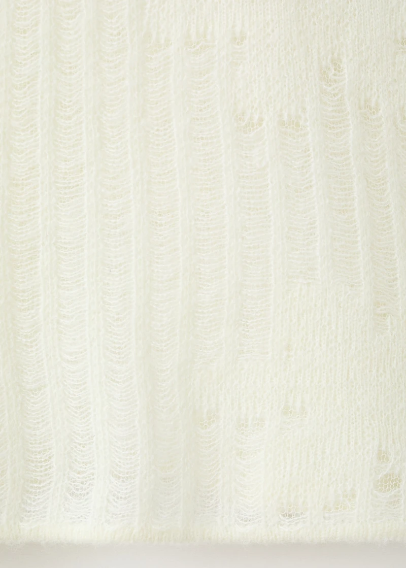 Openwork knitted floral sweater