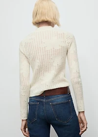 Openwork knitted floral sweater