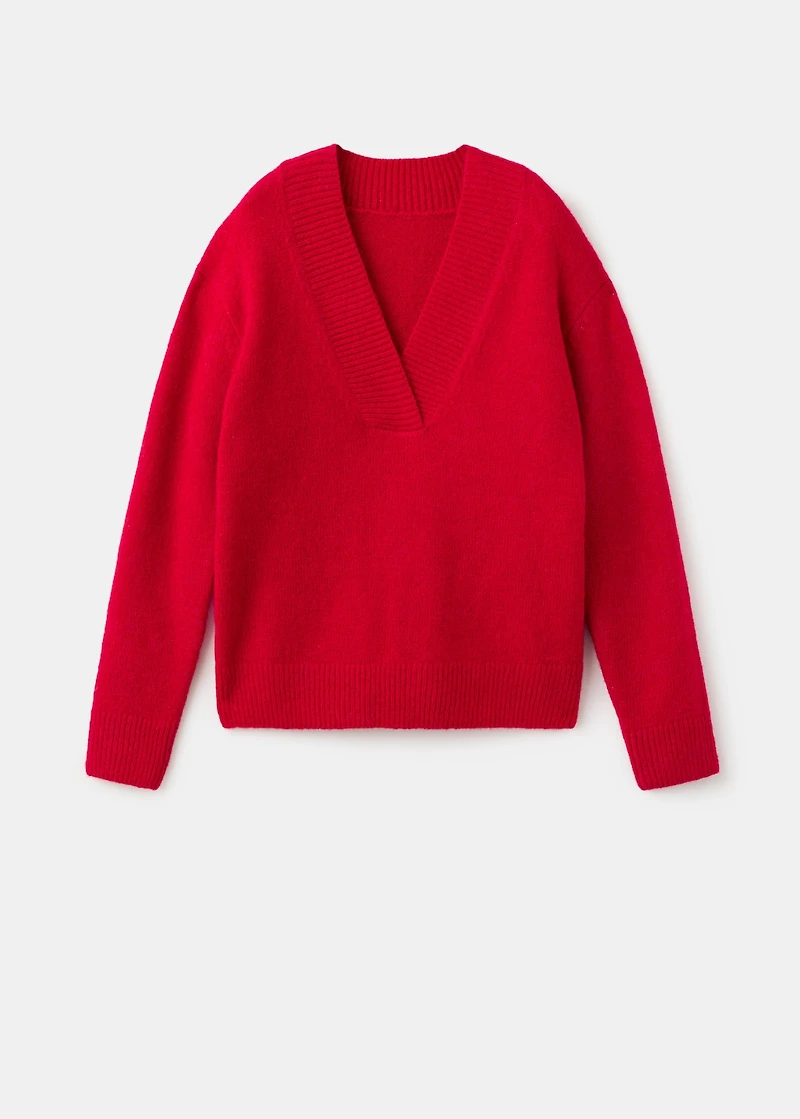 Chunky-knit V-neck sweater