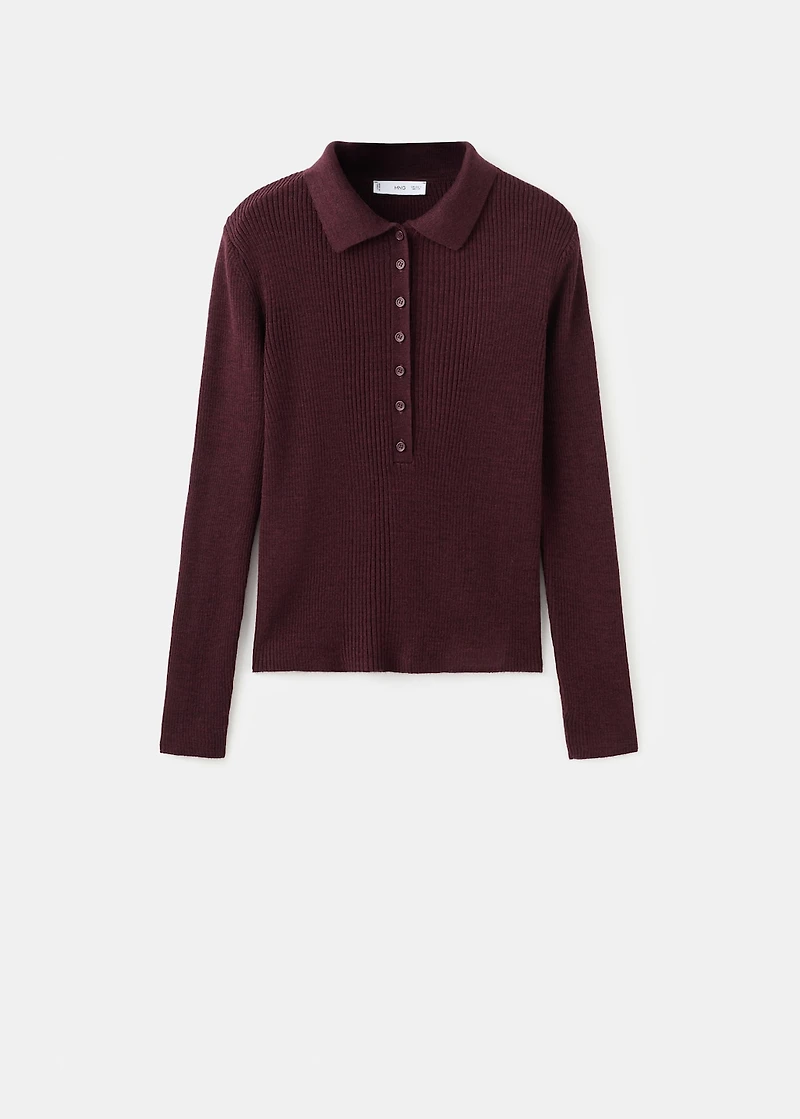 Polo-neck ribbed sweater